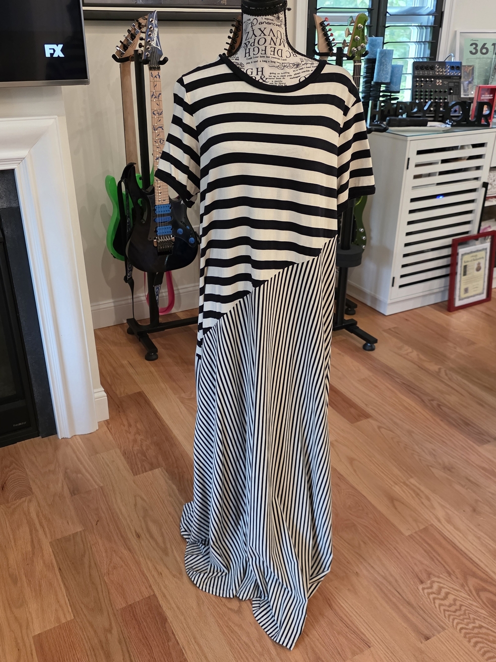 Who What Wear Black and White Striped Maxi Dress